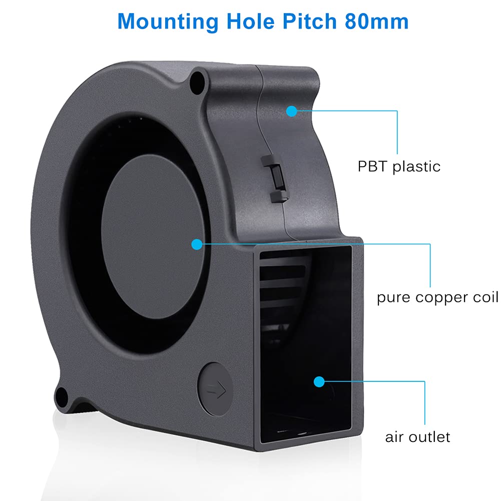 GDSTIME 75mm x 30mm 7530 DC 12 Volt Brushless Turbo Blower Cooling Fan 2Pin