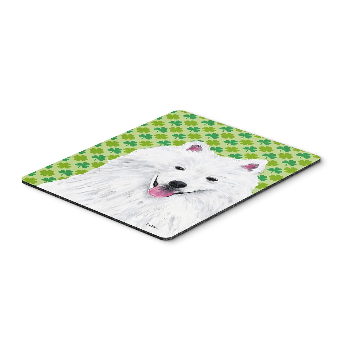 Caroline's Treasures SC9299MP American Eskimo St. Patrick's Day Shamrock Portrait Mouse Pad, Hot Pad or Trivet for Home Office Gaming Working