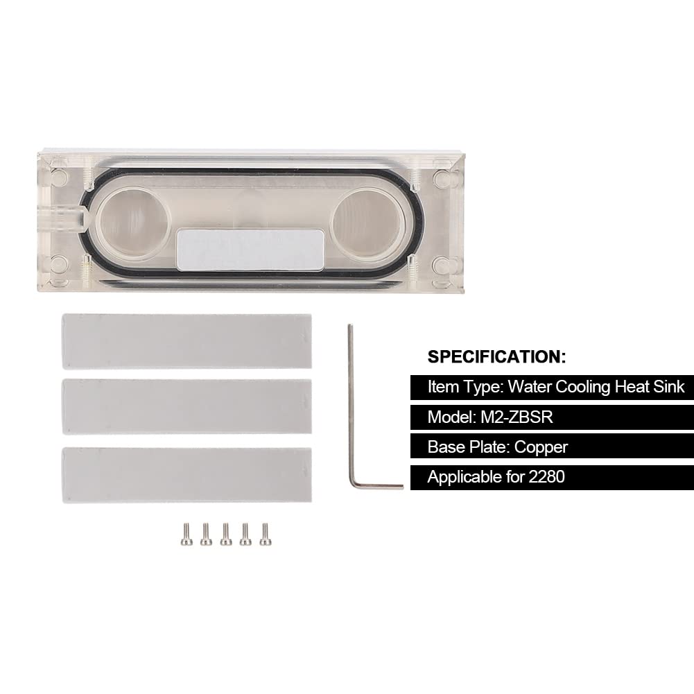 M2 Solid State Drive Water Block 2280, Copper Cold Plate Heat Sink with Ring for PC Water Cooling System