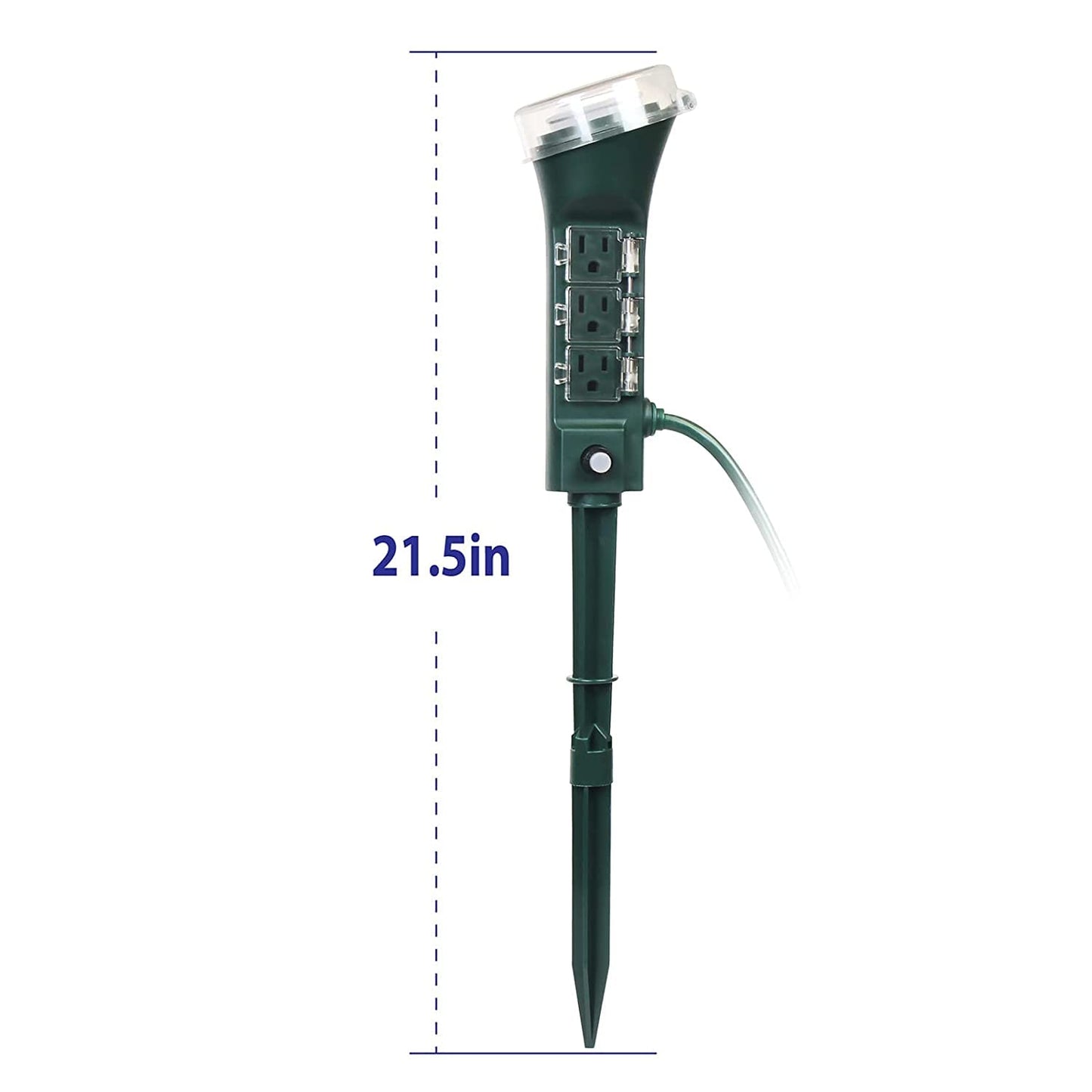 Clear Power Outdoor Power Strip Yard Stake Programmable Mechanical Timer, 6 Grounded Outlets - 6 ft Cord, Weatherproof for Outdoor Lamps Lights Ponds