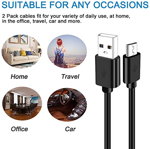 2 Pack Charger Charging Micro USB Cable for Samsung Galaxy Tab A 8.0" 7.0" 9.7" 10.1",E,S,S2,3,4,Tab 3 4 Tablet CE0168, Note 4 5 J3 Phone, Xbox One