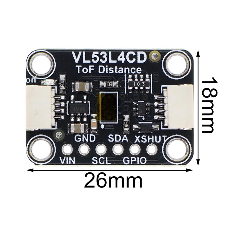 DONGKER VL53L4CD ToF Range Sensor Module,DC 2.7V-5V Ranging Sensor Module 0 to 1300 Millimeters Full Field of View (FoV)