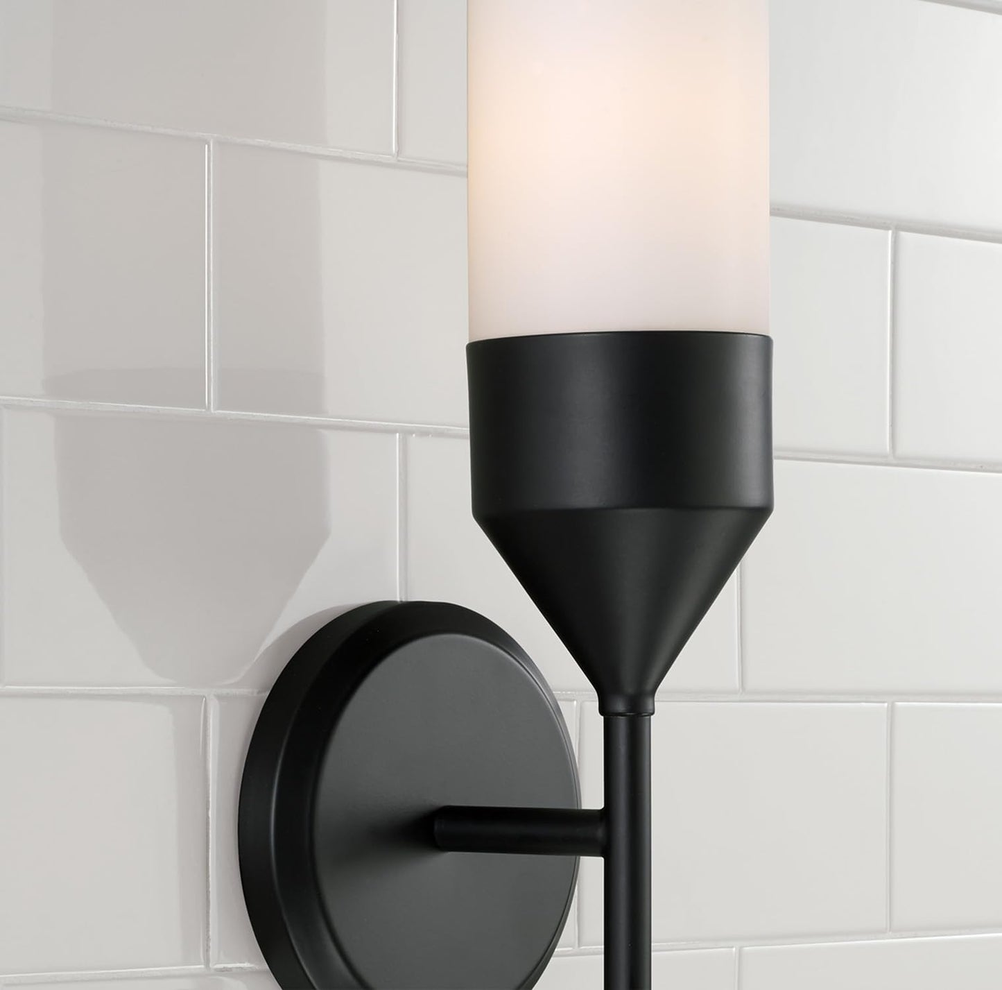 Capital Lighting 652411MB Devon Modern Contemporary Minimalistic Soft White Glass Cylinder Wall Sconce Light, 1-Light 100 Watt, 20" H x 5" W, Matte
