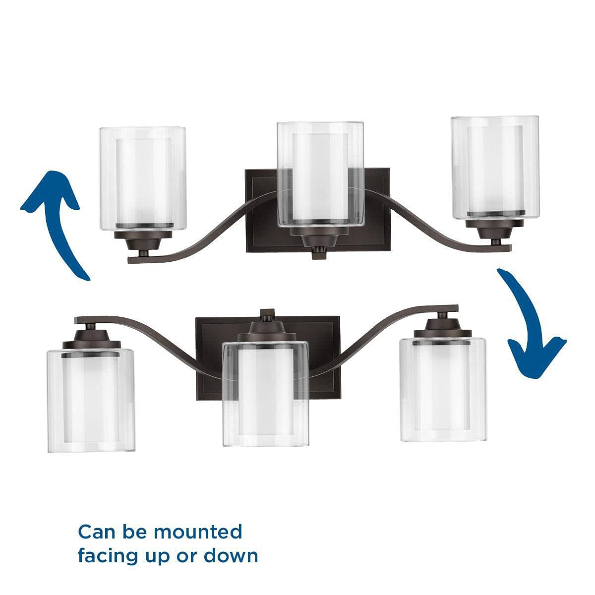 Progress Lighting Kene Collection 3-Light Clear Glass Craftsman Bath Vanity Light Graphite, Black