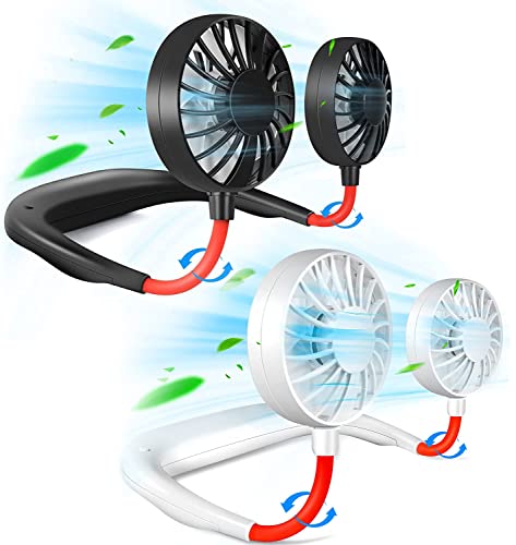 Portable Neck Fan Rechargeable Personal HandFree Fan Mini USB Wearable Neckband Sport Fan 3 Speed Adjustable 360 Degrees Rotation Perfect for Working