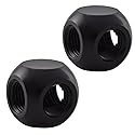 MARRTEUM G1/4" 3-Way Ball Fittings Extender Connectors for Computer Water Cooling System, Black, 2 Pack
