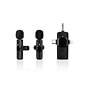 ???????? 3 in 1 Wireless Lavalier Microphones for iPhone, iPad, Android, Camera, 7-Hour Battery, Mini Microphone with Noise Reduction for Video Recording