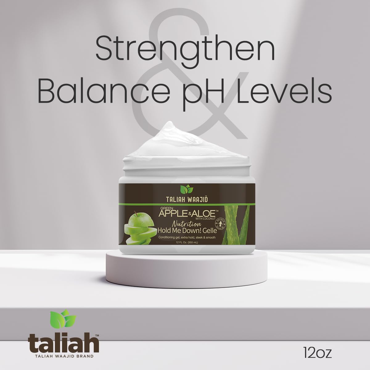 Taliah Waajid Green Apple & Aloe Curl Definer โ pH Balanced, Strengthening, Curl Enhancing Cream with Coconut Oil โ Paraben Free, 12oz (T124)