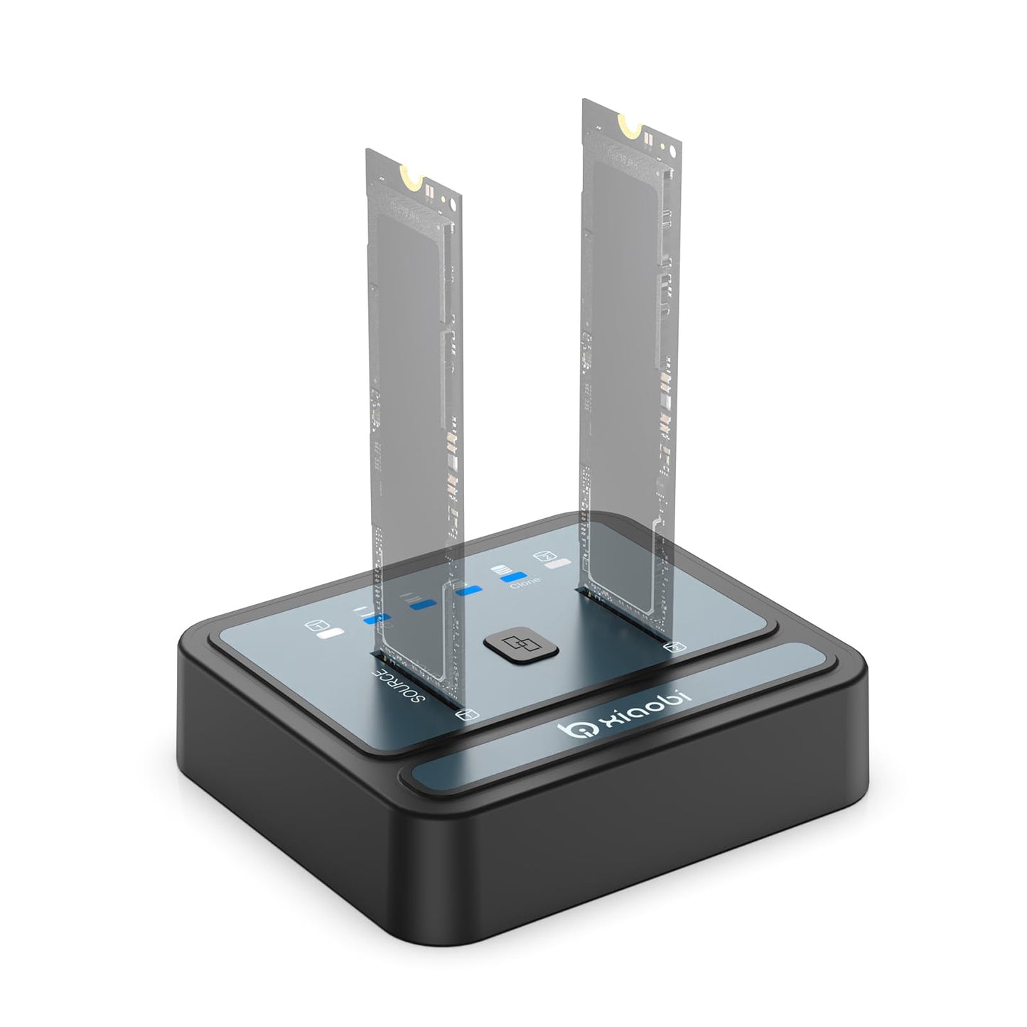 M.2 NVMe/SATA SSD Cloner, M.2 Duplicator 2-Bay Hard Drive Enclosure, Tool-Free 20Gbps USB3.2 Gen 2X2 Hard Drive Reader for NVMe SATA SSD Supports