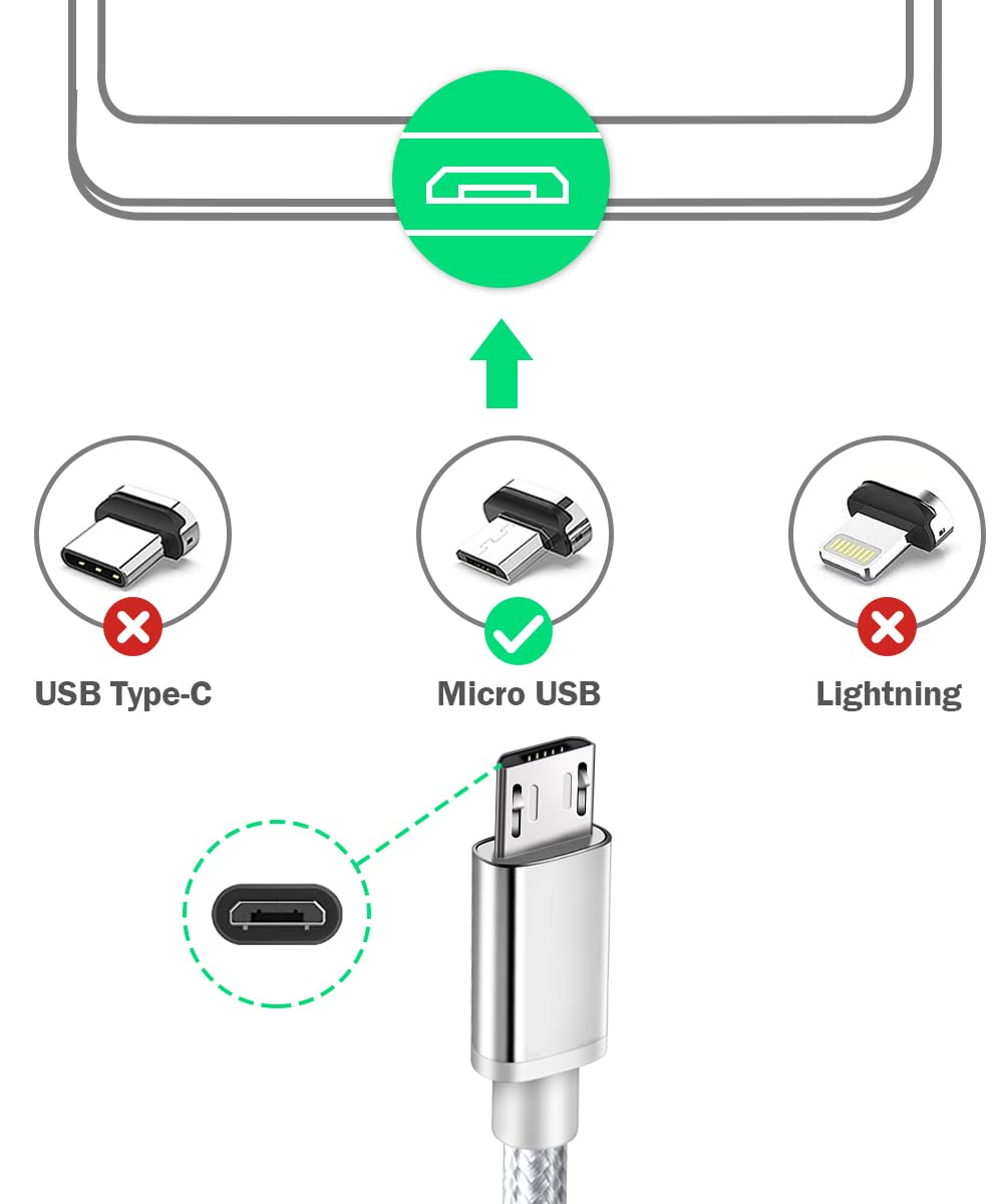 2 Pack 6.5 Ft Extra Long 2.1A Rapid Micro USB Cable for Quick Fast Charging Samsung Galaxy S7 Edge/S6/S5,Note 5/4,LG G4,Motorola Moto E5 G5 Play,PS4