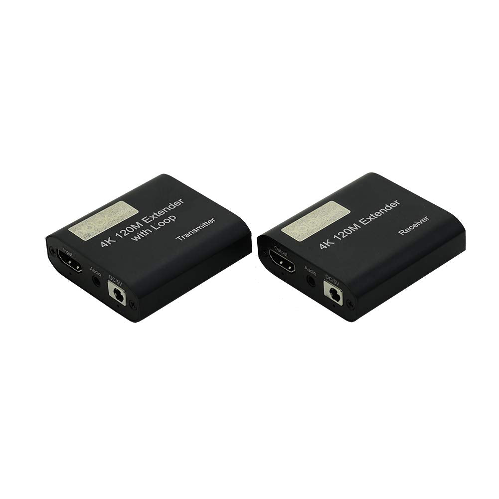 XOLORspace EX120 393ft 4K 30HZ HDMI Extender Over CAT6 with Loop Out/Transparent Transmission with Zero delay and Zero Compression