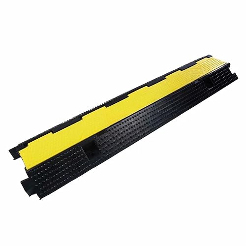 YONSHENG Rubber Cable Ramp Cord Cover Cable Protector Ramps Wire Hose Protective 1 Channel 22000Lbs Load Capacity Traffic Speed Bump for Asphalt