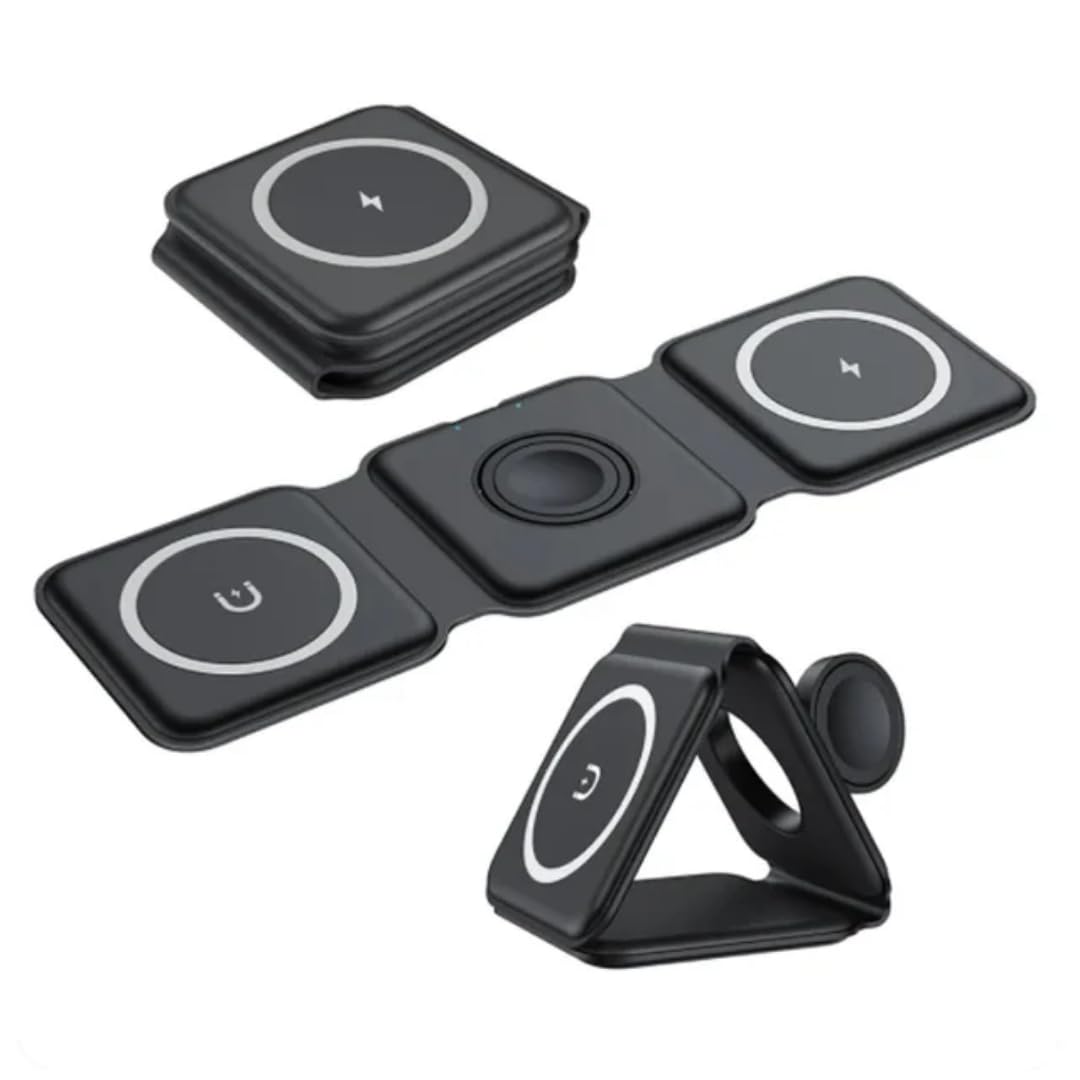 AA LLC Charging Station is Compatible with Apple Multiple Devices - 3 in 1 Foldable Magnetic Wireless Charger Dock-Travel Charging Pad for iPhone 16