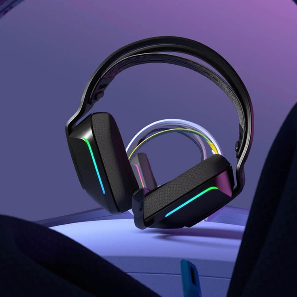 Logitech G733 Lightspeed Wireless Gaming Headset, Suspension Headband, Lightsync RGB, Blue VO!CE Mic, PRO-G Audio - Black, Gaming Headset Wireless