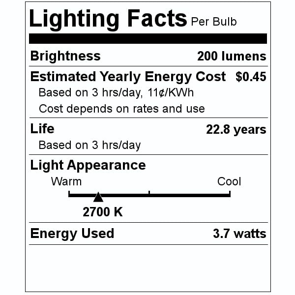 (Case of 6) TCP LED4E26B1127K 4-Watt LED E26 Base 2700K Dimmable Lamp - Blunt Tip