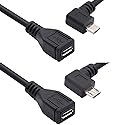 chenyang CY Micro USB 2.0 Male to Micro USB 2.0 Female Extension Cable Left & Right 90 Degree Angled Full Pin Connected 0.5M