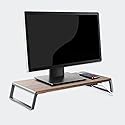 DESAINOPH Monitor Stand with 4-USB Hub,Support Transfer Data and Charging,Desk Organizer,Wood&Aluminum Alloy Monitor Riser