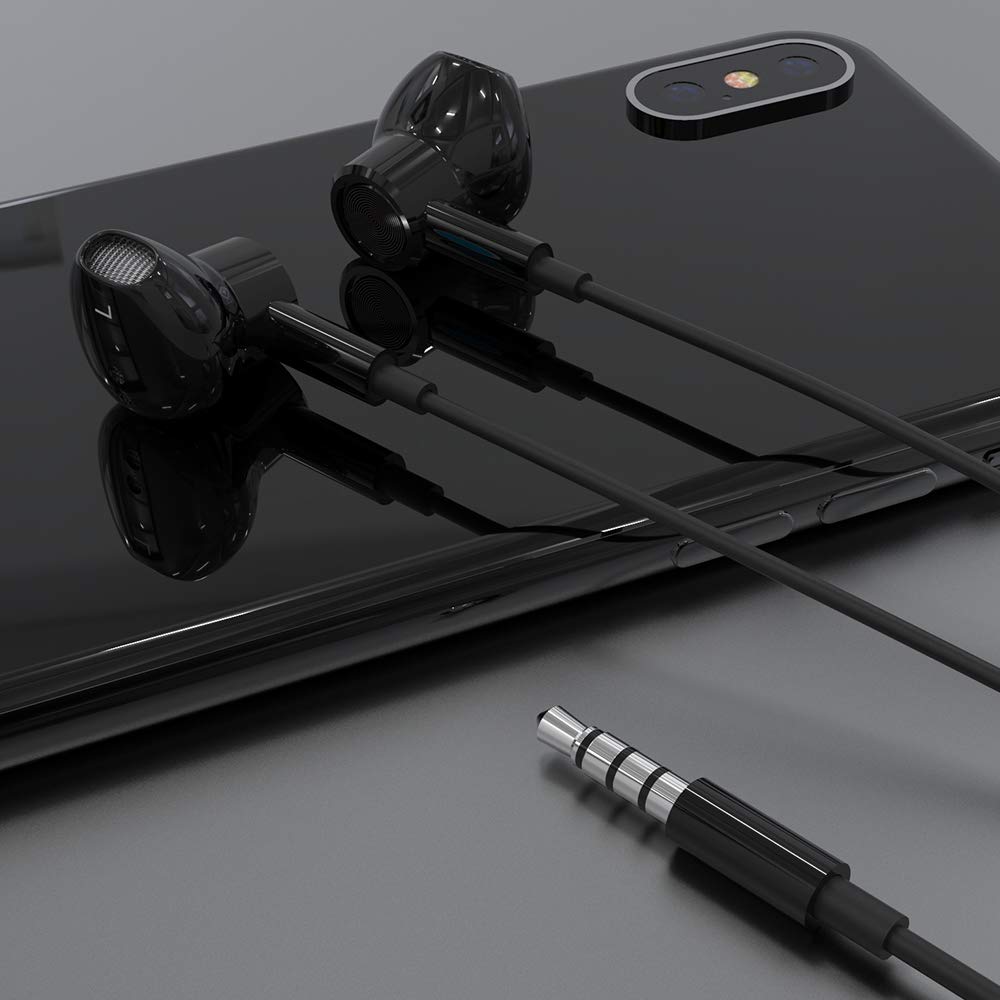 eMorevalue Noise Canceling in-Ear Wired Head Phones Ear Buds Earphones with Mic Volume Control (3.5mm, Black)