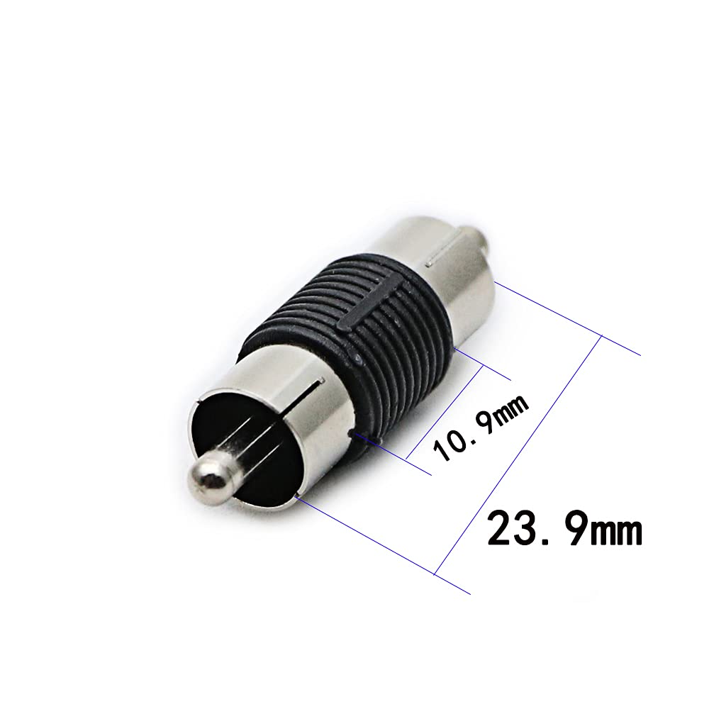 rgzhihuifz RCA Adapter, Male to Male Coupler, Extender, Barrel - Audio Video RCA Connectors, for Audio, Video, S/PDIF, Subwoofer, Phono, Composite