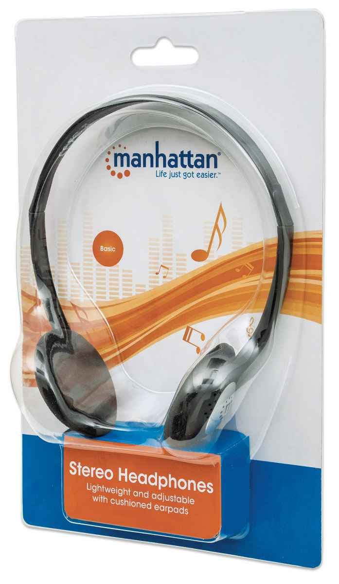 Manhattan On-Ear Wired Stereo Headphone - Long 6ft Cable, Single 3.5mm Plug, Lightweight, Adjustable Headband-for Walkman, CD Player, Computer -177481