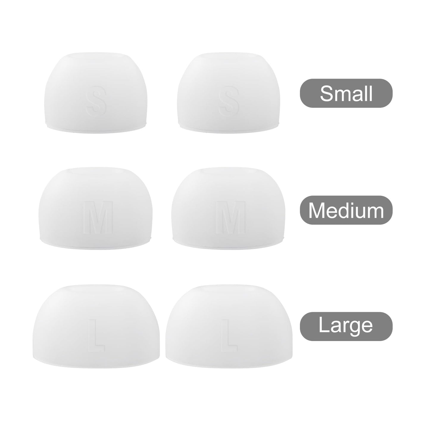 Replacement Earbuds Tips for JBL Tune Buds, JBL Tune Buds 2, Silicone Eartips, 3 Pairs (S/M/L) White