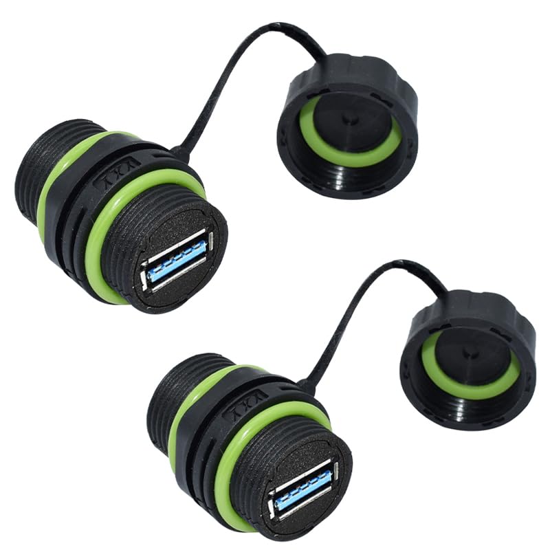 ELifeApply Waterproof Panel USB Connector, Waterproof IP68 USB 3.0 Panel Mount Connector, Female to Female, Bulkhead Extension Adapter, YPM20 2 PCS