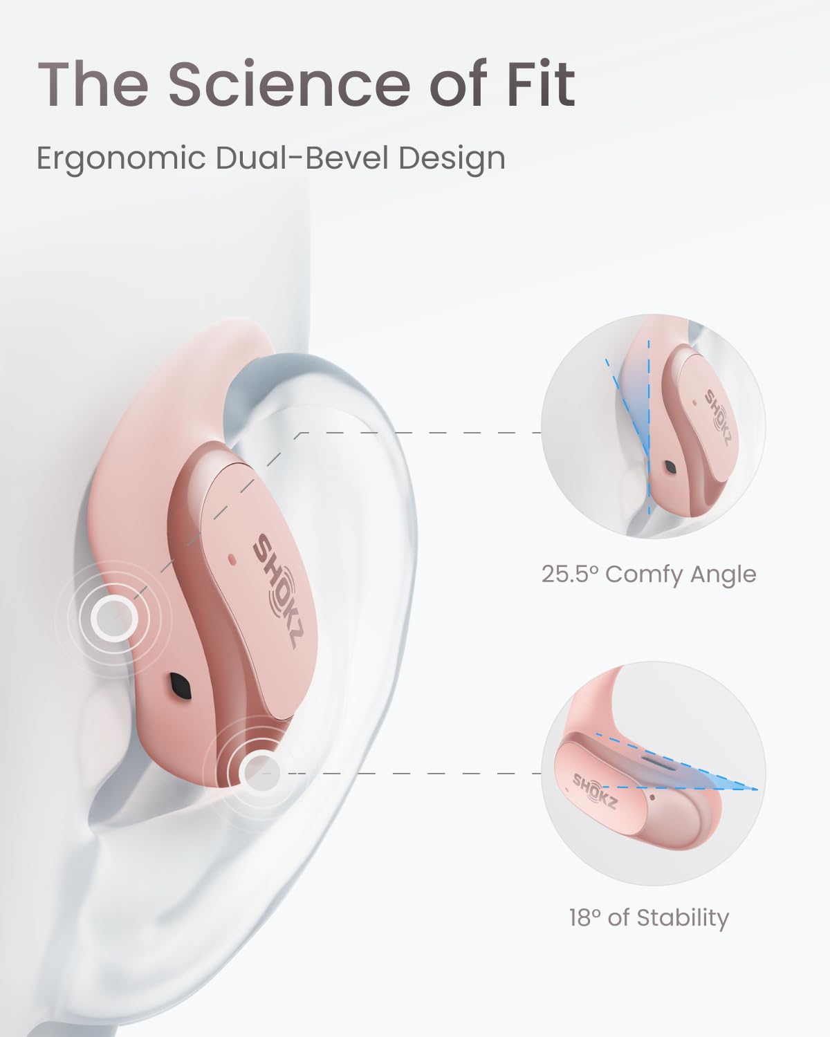 SHOKZ OpenFit Air - Open-Ear Headphones, True Wireless Earbuds, Water Resistant, Secure Earhooks for Daily Use, Pink