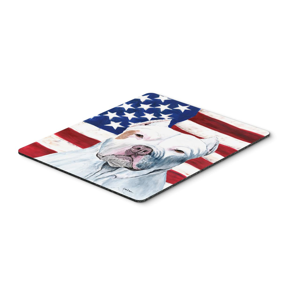 Caroline's Treasures SC9026MP USA American Flag with Pit Bull Mouse Pad, Hot Pad or Trivet for Home Office Gaming Working Computers Laptop Mouse