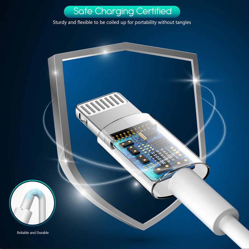 iPhone Charger,Extra Long 2 Pack 10FT Lightning Cable Cube i Phone 12 Charger Charging Transfer Cord Cable with USB Plug Wall Charge Block Travel