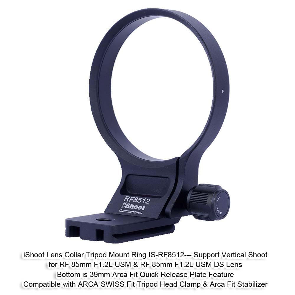 iShoot Lens Collar Tripod Mount Ring Compatible with RF 85mm F1.2L USM DS, Canon RF 85mm F1.2L USM, Support Vertical Shoot, Arca-Swiss Fit Quick