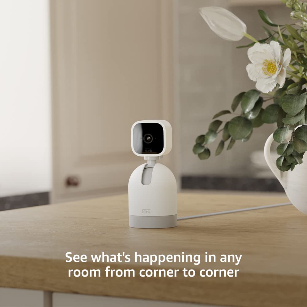 Blink Mini Pan-Tilt Camera (newest model), Rotating indoor plug-in smart security camera, two-way audio, HD video, motion detection, Works with Alexa