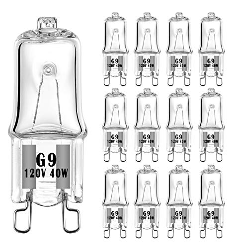 YBEK G9 Halogen Bulb 40W 120V T4 JCD Type G9 Base 2 Pin Light Bulb for Range Hood Lights, Bathroom Light Bulbs, Microwave Ovens Candle Warmer Light