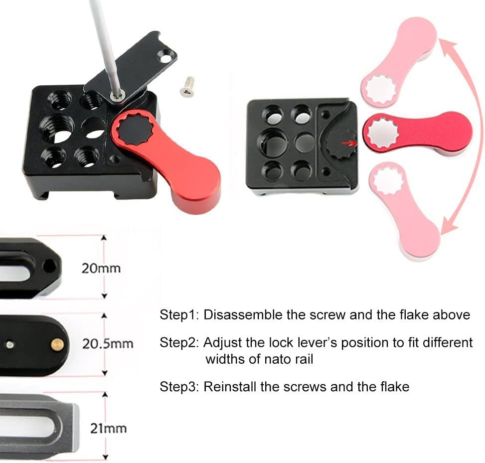 NICEYRIG NATO Lock Clamp with Quick Release Safety Rail 7cm for Video Light Monitor Microphone