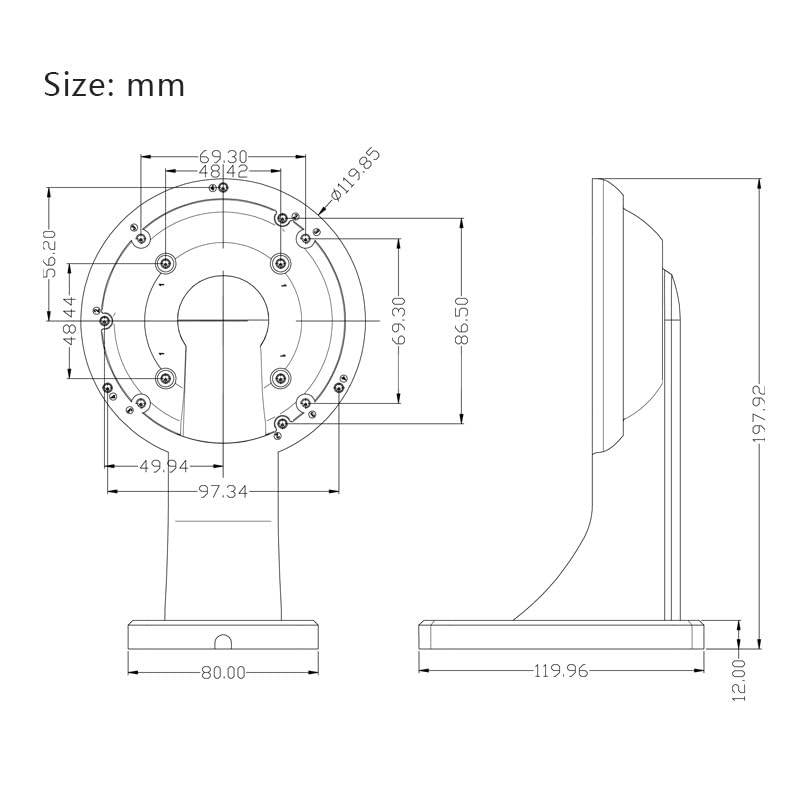 CCTV Security Camera Wall Mount Bracket Compatible with Outdoor Indoor CCTV Security Dome IP Camera, L-Type Pure Aluminum Alloy Bracket, Weatherproof