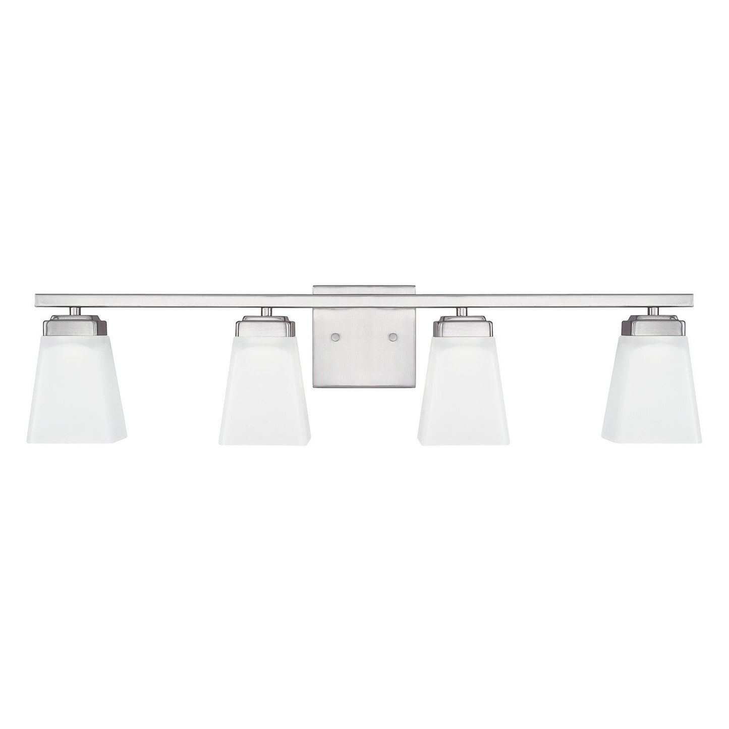 HomePlace by Capital Lighting 114441BN-334 Baxley Modern Soft White Glass Bathroom Vanity Wall Light, 4-Light 400 Total Watts, 7" H x 31" W, Brushed
