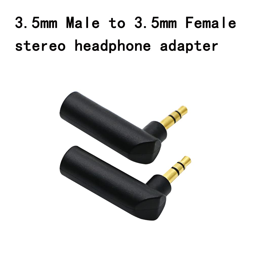 rgzhihuifz 3.5mm Angle Male to Female Audio Adapter, 90 Degree Right Angle Gold-Plated TRS Stereo Jack Plug AUX Connector Compatible with Headset