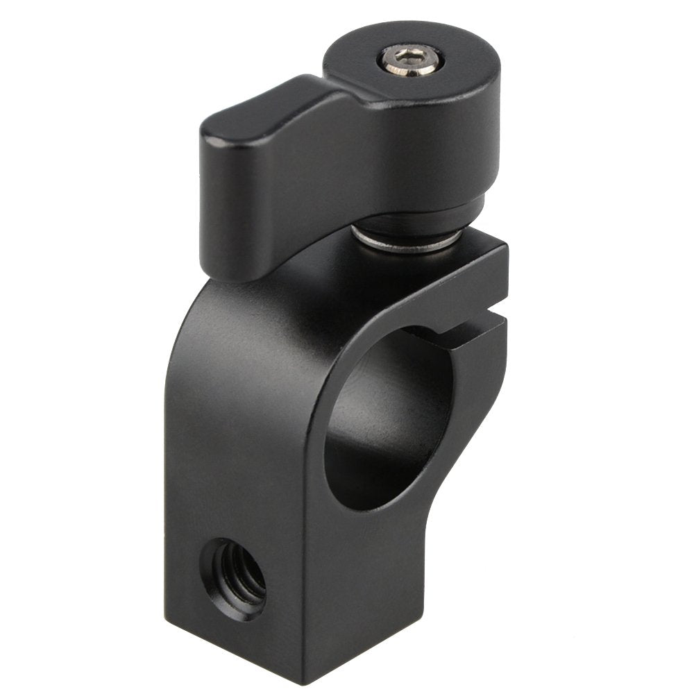 CAMVATE 15mm Single Rod Clamp with Two 1/4"-20 Screw Hole for Camera DSLR Rail System(Black) - 1440