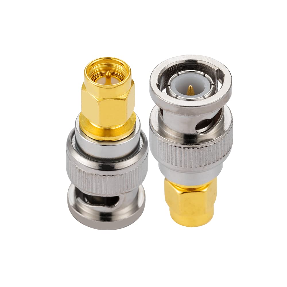 POBADY 2PCS SMA to BNC RF Adapters Connection SMA Male to BNC Male for SDR Amateur Handheld Electronics WLAN Wireless CCTV Camera Scanner Two Way