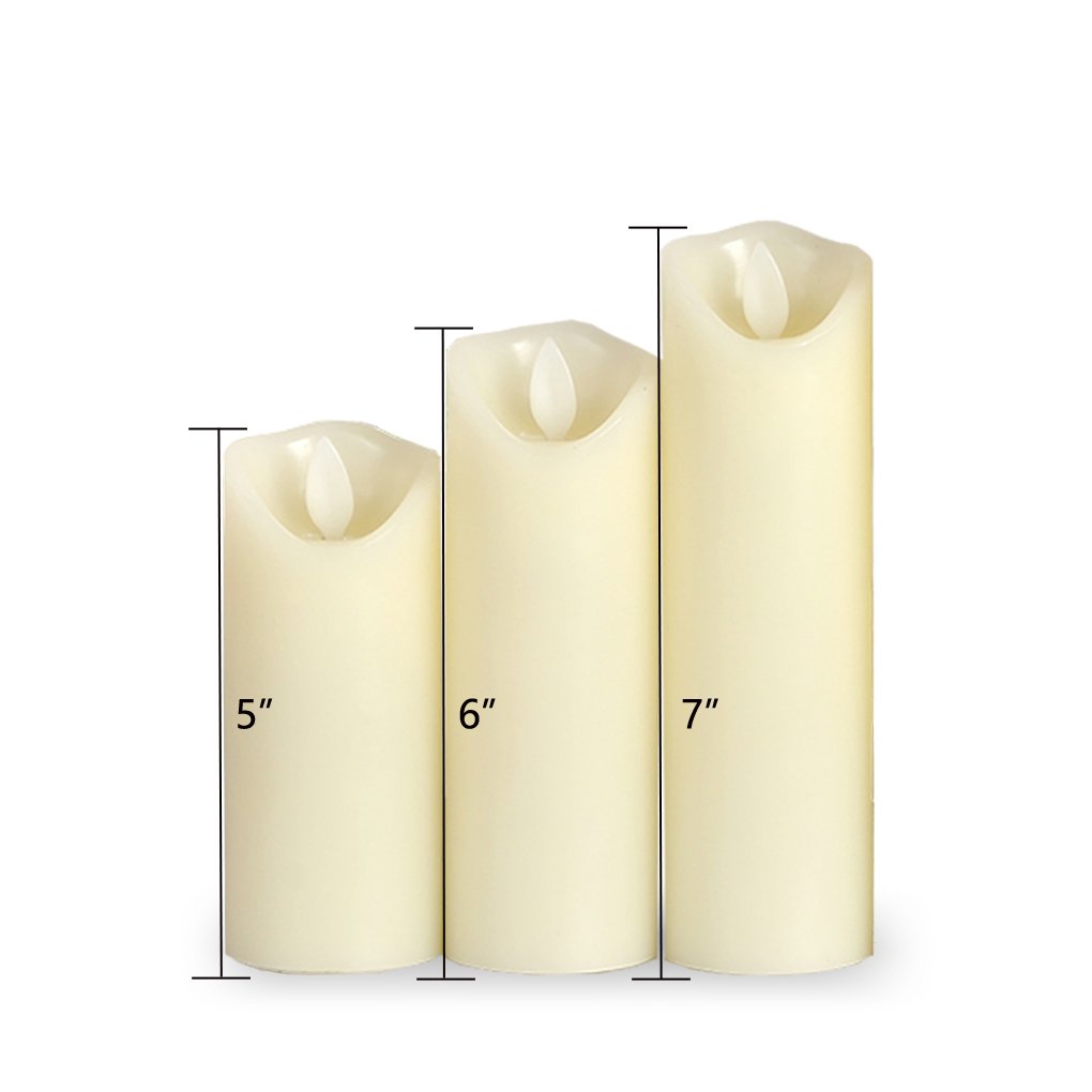 Friengood Flameless Candles Battery Operated LED Pillar Candle Real Wax Flickering Unscented Candles, Height 7", Ivory, Single Pack