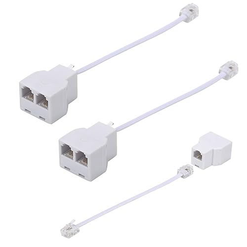 Yumiwoow Phone Line Splitter,Telephone Splitter,with RJ11 6P4C Plugs,Suitable for Telephone,Fax Machine,White 3-Pack
