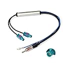 Eightwood Dual Fakra Z Plug to DIN Plug FM AM Car Radio Antenna Adapter 12V+ Active Amplifier Cable 12in Compatible with Aftermarket GPS Navigation
