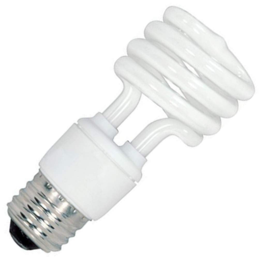 Satco S6278 Mini Spiral Compact Fluorescent Light Bulbs (8-Pack), 18 Watt, 120 Volts, 1140 Initial Lumens, T2 Lamp Shape, Medium Base, E26 ANSI Base