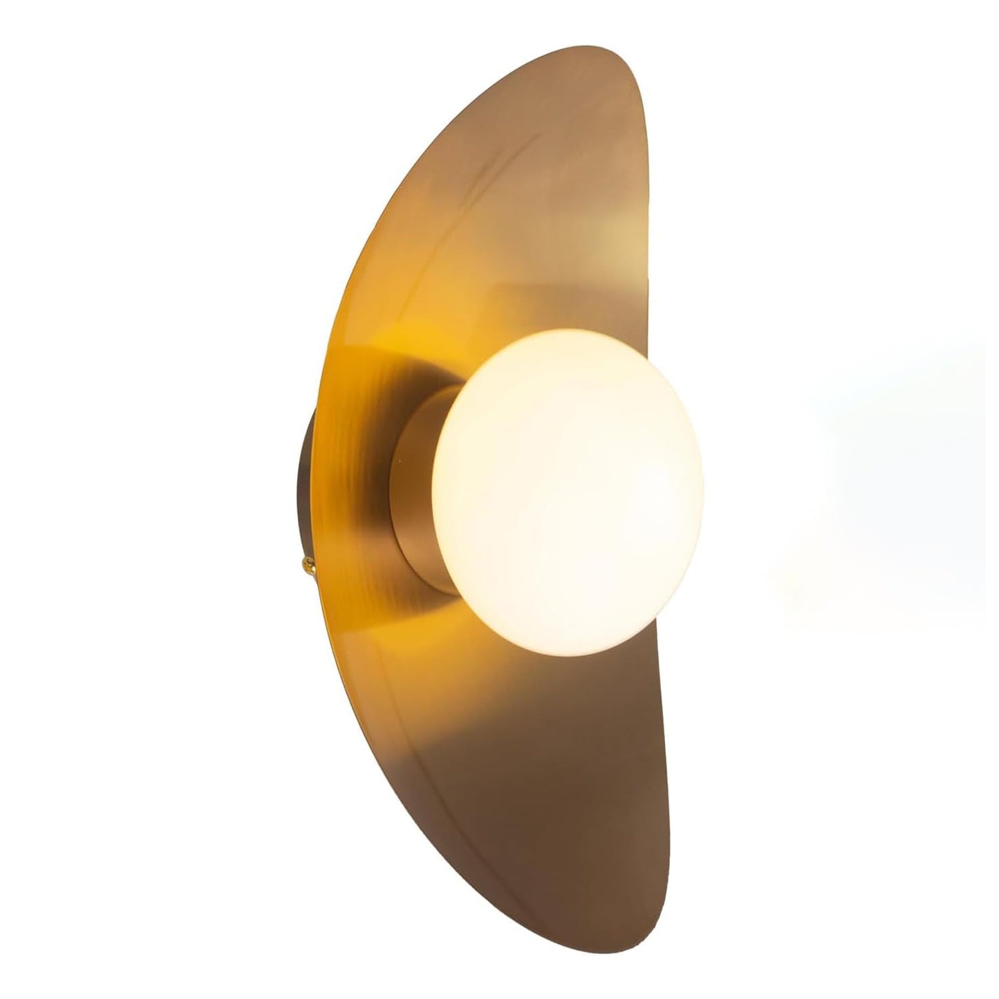 Qepeety Mid Century Modern Wall Sconce, Glass Wall Light Fixtures Vintage Crescent Shape Gold Brushed Finish LED Wall Mount Light for Living Room