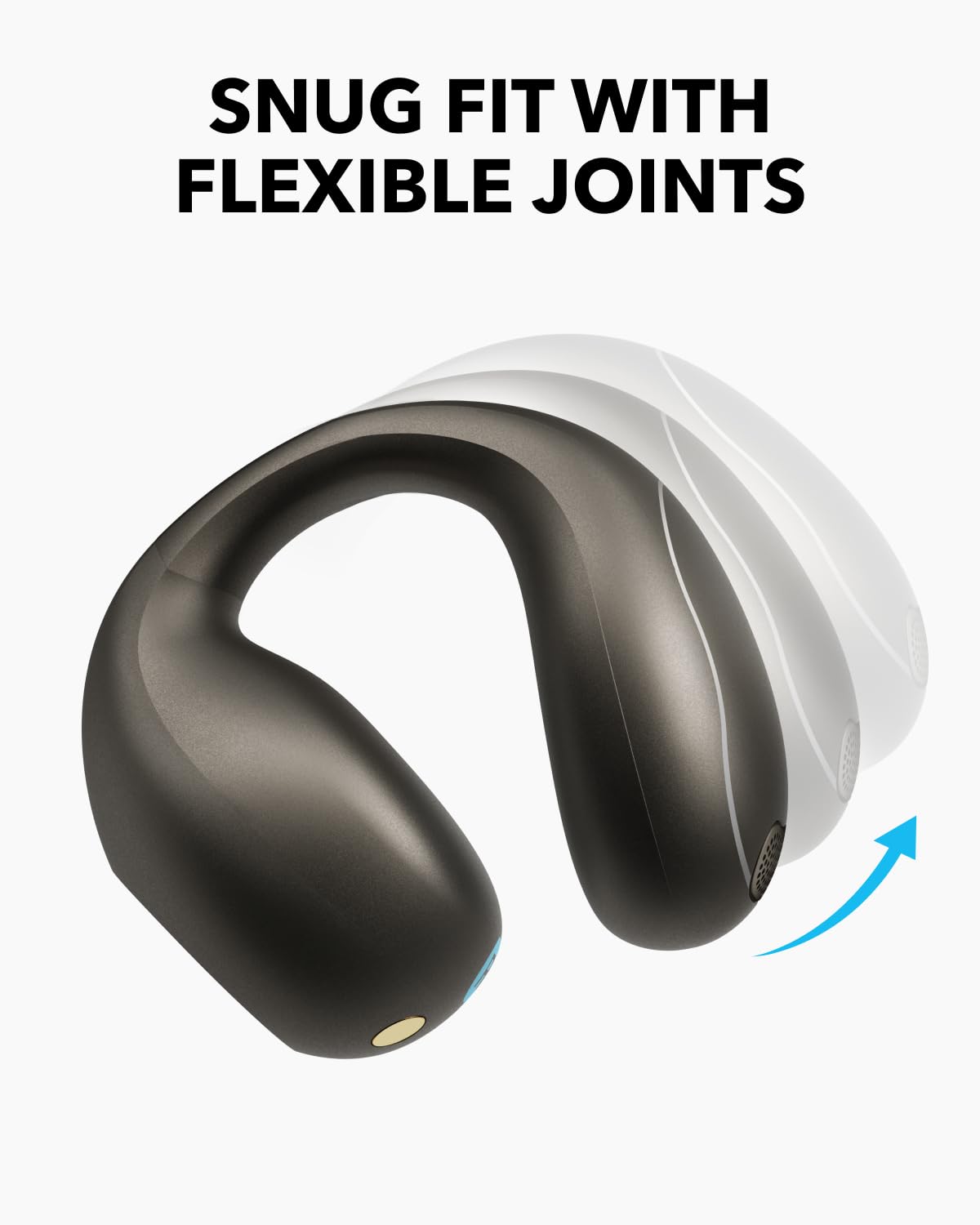 Soundcore C40i by Anker, Open-Ear Earbuds, Clip-On Headphones, Flexible Joint Design, Button Controls, Lightweight Comfort, Stable Fit with Attachable