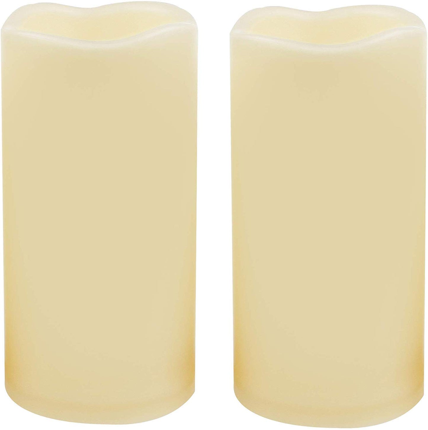 2 PCS 3" x6" Waterproof Outdoor Battery Operated Flameless LED Pillar Candles with Timer Flickering Plastic Resin Electric Decorative Light