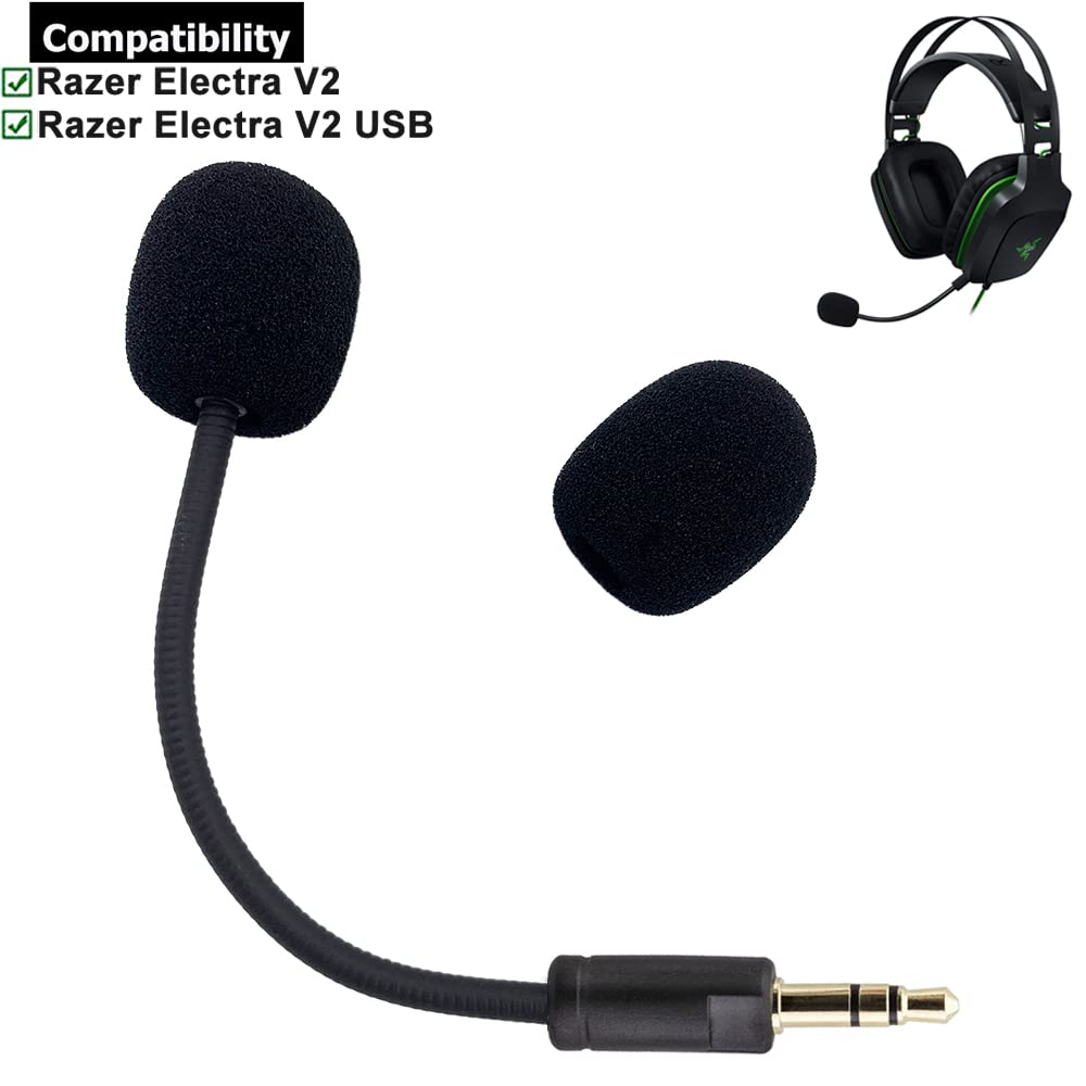 Electra V2 Mic Replacement, Replaceable 3.5mm Game Microphone Gooseneck Mic Boom for Razer Electra V2 USB 7.1 Surround Sound Gaming PS4 Xbox One