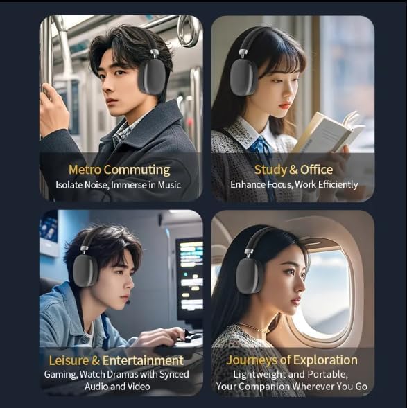 Wireless Over Ear Headphones, Noise Canceling Bluetooth 5.3 Head-Phones with Microphones,Hi-Res Audio,24H Playtime,HiFi Audio Adjustable Heads