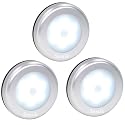 3 Pcs Motion Sensor Light Indoor, Searik Magnetic LED Night Light Battery Powered Step Lights Stair Closet Light Under Cabinet Lighting Stick On