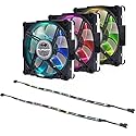 InWin Aurora Fan Kit Black/White, 3 RGB LED 120mm High Performance Silent Cooling Computer Case Fan with Anti-Vibration mounting