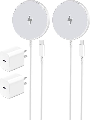 Magnetic Wireless Charger for Apple iPhone 17/16/15/14/13/12/11/AirPods, 2-Pack Fast Charging Long Cable 10ft Magnet Pad & 2-Pack Type-c Charger